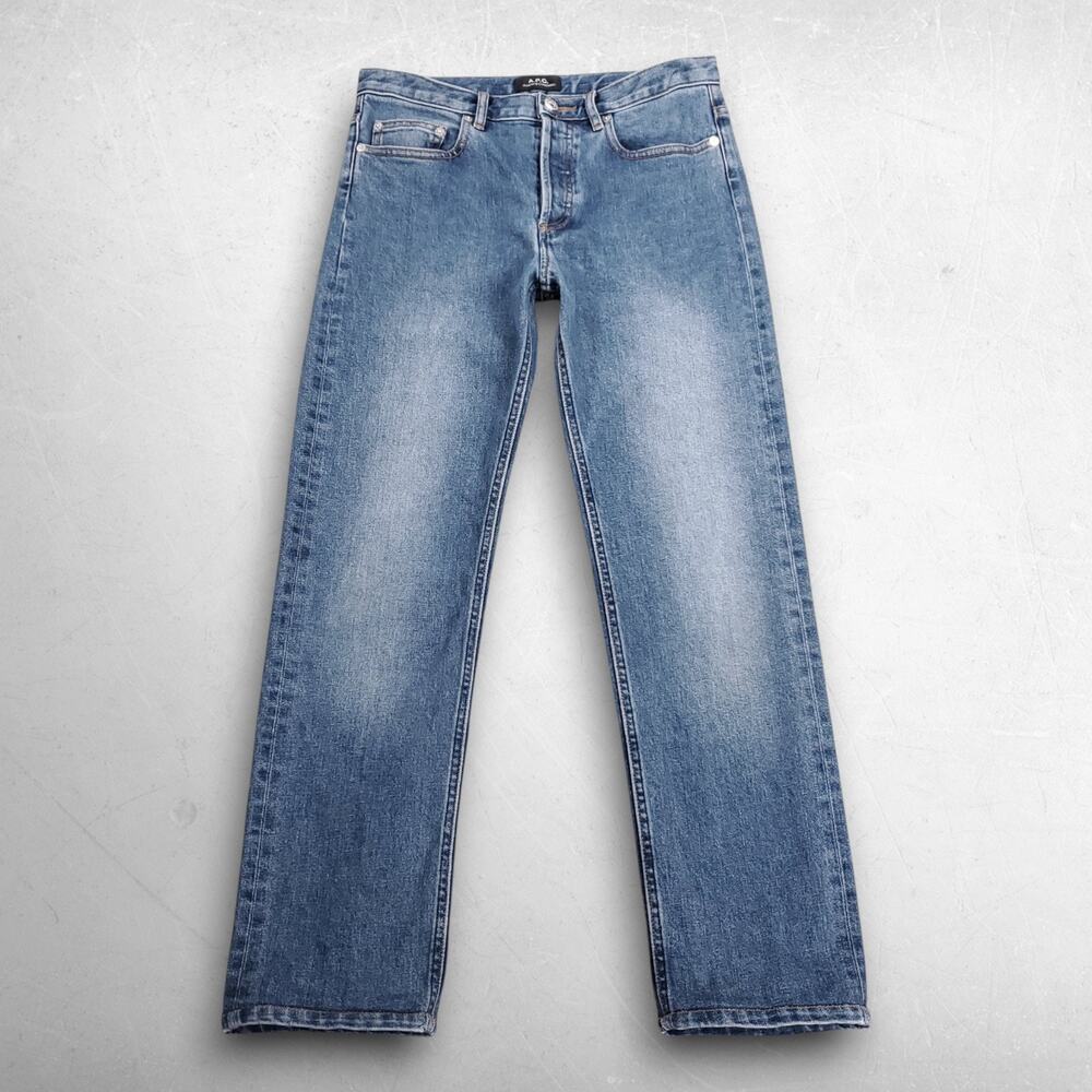 A.P.C. Jean New Standard Jeans Men 29 Blue Stretch Denim Button Fly Minimalist